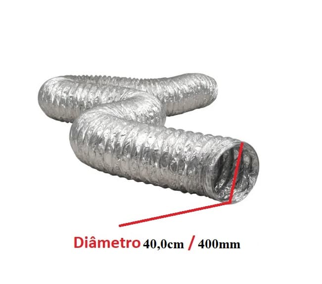 DUTO FLEXIVEL TUBO DE ALUMINIO 40CM P/EXAUSTORES 400MM -*VENDIDO P/METRO- ALUDEC 6016 P/ATÉ 140C° 16POL"406MM - foto 1 de 2