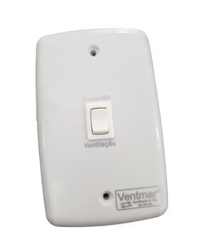 CHAVE P/VENTILADOR DE TETO E EXAUSTOR C/REVERSÃO - ESP.4X2 C/CAIXA FUNDO SOBREPOR BRANCA - MODELO C/1-TECLA LIGA/DESLIGA *SEM CAPACITOR