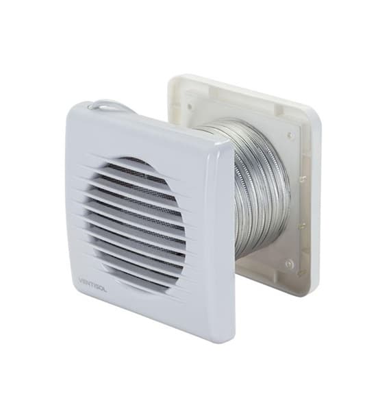EXAUSTOR DE 10CM P/BANHEIRO RENOVADOR DE AR P/ATÉ 06M2 KIT-110V10W VAZAO-00075M3/H - VENTISOL KEXB 100MM BRANCO AXIAL