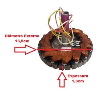 ESTATOR BOBINADO MOTOR VENTILADOR TETO CICLONE 110V 10,0UF - EIXO 12,0MM COM ROSCA P/LUMINÁRIA
