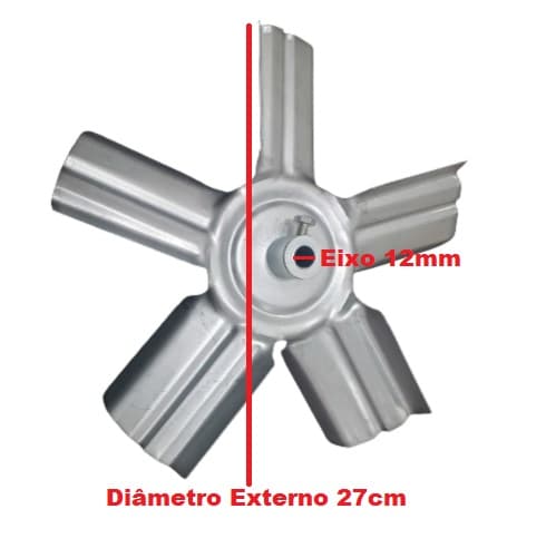 HELICE P/EXAUSTOR DE 30CM VENT AIR LINHA PESADA 30CM 5-PÁS CINZA ZINCADA - ENCAIXE EIXO 12,0MM C/CUBO E PARAFUSO TRAVA LATERAL - HELICE EX 30CM P/CHU - foto 1 de 2