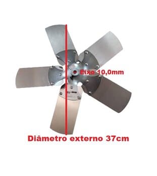 HELICE P/EXAUSTOR LOREN SID DE 40CM 5PAS ALUMINIO - ENCAIXE EIXO F10,0MM COM CUBO E PARAFUSO LATERAL - 380X5 FA 10,0MM MT