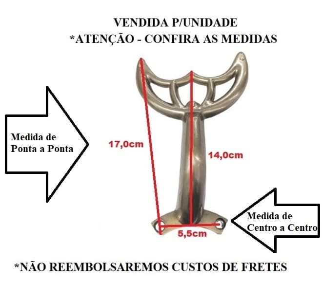 GARRA SUPORTE DE PÁ HÉLICE VENTILADOR DE TETO IMPORTADO *USADAS UNIDADE* G/GD ALU O.VELHO 2-FUROS G X MT-05,5CM 3-FUROS G X PÁ-14,0CM - foto 1 de 5