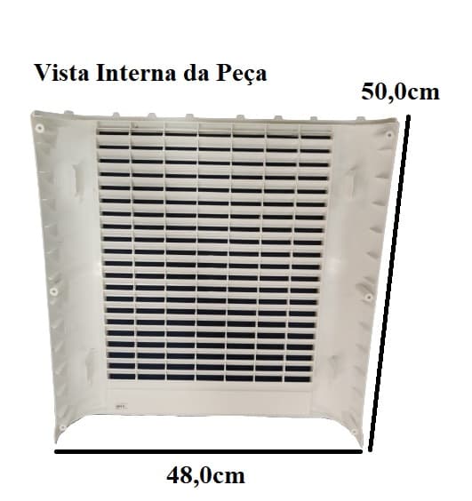 CARENAGEM TRASEIRA CLIMATIZADOR VENTISOL CLIN35LT CLIN60LT CLIN80LT PRO - BRANCA GRADE C50CM X L48CM - ENCAIXE COLMÉIA E03,5X L39,0 X A/C044,0CM - foto 1 de 2