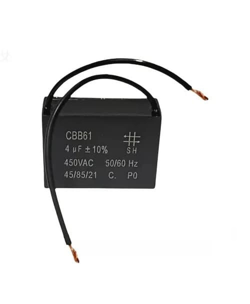 CAPACITOR 004,0UF 2FIOS QD 450VAC CBB61 010015 - P/VENTILADOR DE TETO/ CLIMATIZADOR VENTISOL CLM10-CLM20 / CLM-10-CLM-20 110VOLTS - foto 1 de 1