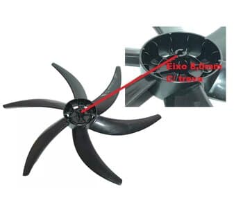 HELICE P/VENTILADOR DE 50CM VENTISOL MONTA FÁCIL/ STEEL 6-PAS COR PRETA PONTA+FINA - E-08,0MM PRD C/T.TRASEIRA - MONDIAL 6-PAS 50CM