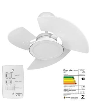 VENTILADOR DE TETO TRON AVENTADOR LED29,5CM 110V08,5UF 130W BRANCO 3PÁS MDF LUMINÁRIA LED24W5500K-LUZ MEDIA C/CHAVE 3VEL - LINHA LED