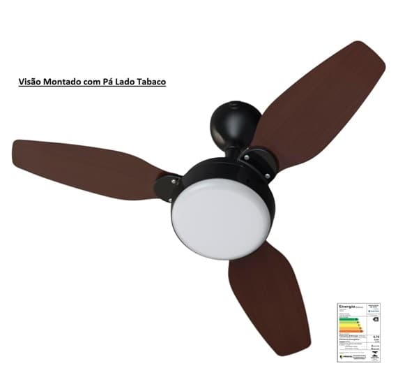 VENTILADOR DE TETO VENTISOL LEGACY INVERTER LED20W BIV110V-220V30W 3PÁS MD PRETA-TABACO CONTROLE REMOTO 6-VELOCIDADES - foto 1 de 3