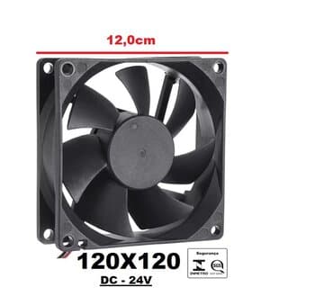 EXAUSTOR DE 12CM MICROVENTILADOR 24VOLTS COOLER ASAFAN AXIAL 120X120X38MM 12038B-24 - 0,35A 7,2W 3200RPM 155M3/H 10,81MMCA 50DB