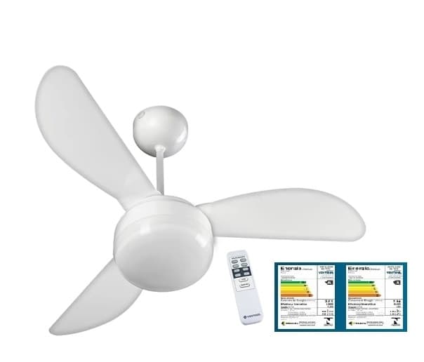 VENTILADOR DE TETO VENTISOL FENIX PREMIUM 110V 130W CONTROLE REMOTO 3VEL 3PÁS BRANCO C/LUM.P/2-LÂMPADAS - foto 1 de 3