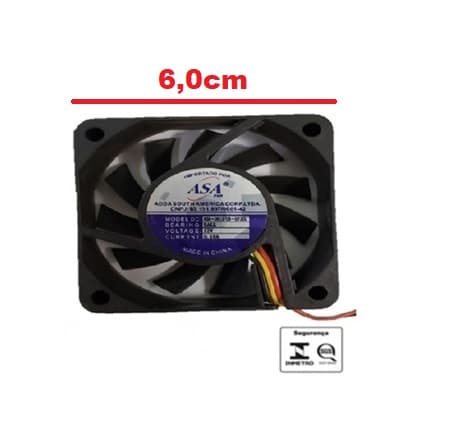 EXAUSTOR DE 06CM MICROVENTILADOR 12VOLTS - COOLER ASAFAN - 60X60X15 12V 0.16A - ASA0612UB-D72-GL - foto 1 de 3