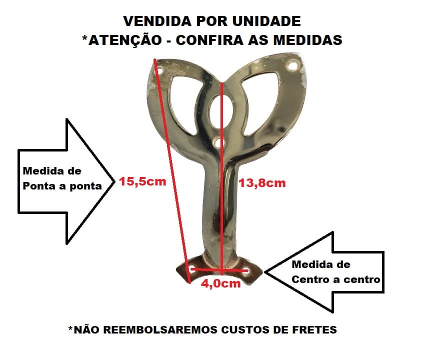 GARRA VT SUPORTE DE PÁ HÉLICE VENTILADOR DE TETO IMPORTADO *USADAS - G/G METAL DOURADA 2-FUROS X MOTOR-4,0CM 3-FUROS X PÁ-6,8CM - foto 1 de 5