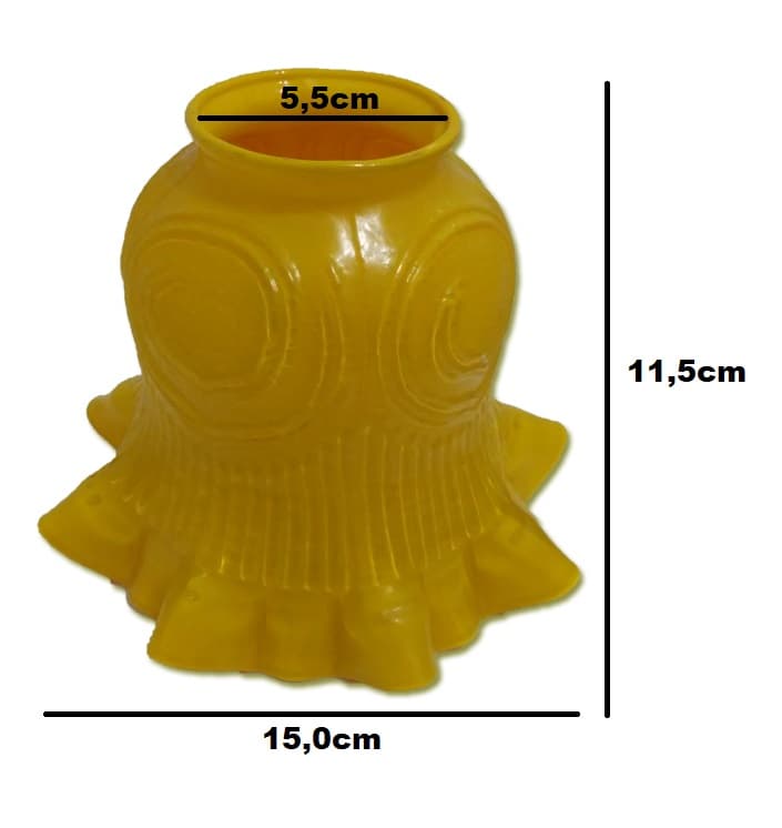 GLOBO CUPULA TULIPA DE VIDRO FLOR CARACOL COR AMARELO GEMA - TULIPA FLOR CARACOL VIDRO AMARELO GEMA - C/COLARINHO BOCAL 5,50CM - foto 1 de 2