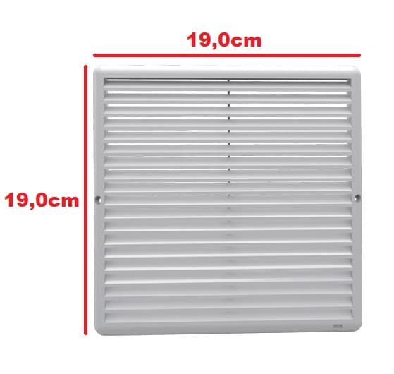 GRADE VENEZIANA 20X20CM 08,0" 200MM GRELHA FIXA PLÁSTICA COR BRANCA P/VENTILAÇÃO DE SUPERFÍCIE C/TELA - ITC - foto 1 de 2