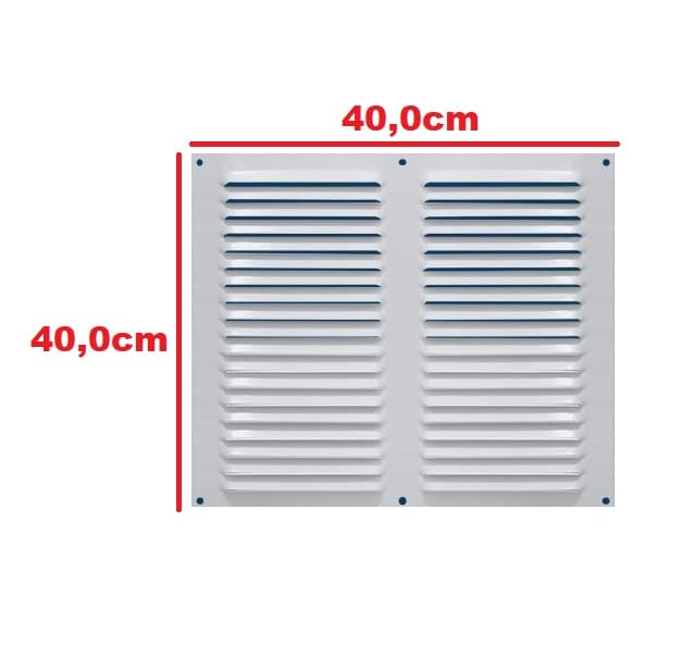 GRADE VENEZIANA 40X40CM P/VENTILACAO DE SUPERFICIE - MEDIDAS 400MM - GRELHA ALUMINIO BRANCA S/TELA - ITC MP040B - foto 1 de 2