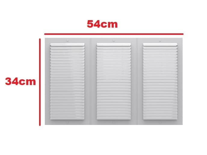 GRADE VENEZIANA 54X34CM P/VENTILAÇÃO DE SUPERFÍCIE - MEDIDAS 54X34CM - GRELHA PLÁSTICA BRANCA - VENTOKIT - foto 1 de 2