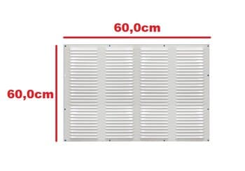 GRADE VENEZIANA 60X60CM P/VENTILACAO DE SUPERFICIE - MEDIDAS 600MM - GRADE VENEZIANA EM ALUMíNIO NA COR BRANCA 60X60CM S/TELA - ITC MP060B