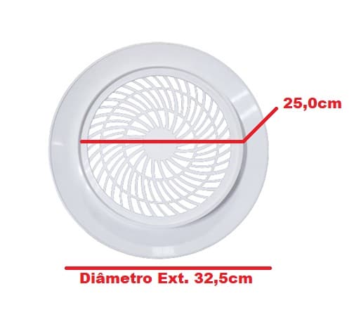 GRADE DE 25CM P/EXAUSTOR VENTISOL RESIDENCIAL 25CM AERO BRANCO - GRADE 0741 PLASTICA BRANCA - *VENDIDA P/UNIDADE - foto 1 de 2