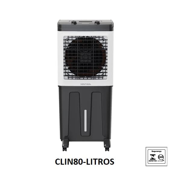 CLIMATIZADOR DE AR 080LT 110V150W VENTISOL VAZÃO-04500M3/H ATÉ-50M2 UMIDIFICADOR PORTÁTIL CLIN80PRO 3VEL BCO/PTO - foto 1 de 5