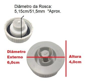 TAMPA C/VÁLVULA DO RESERVATÓRIO UMIDIFICADOR VENTISOL U-03 / U-3 / U3 03,5 LITROS - C/ANEL DE VEDAÇÃO DIÂM.ROSCA 5,15CM/51,5MM