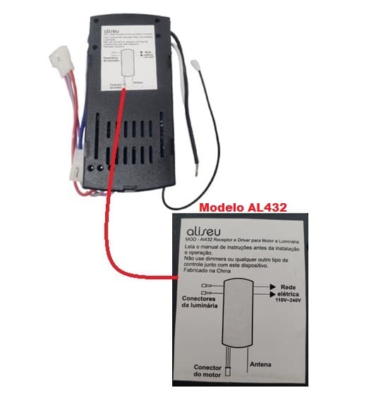 MÓDULO RECEPTOR DO CONTROLE REMOTO VENTILADOR ALISEU RETRATIL-36 MOD-AL432 BIV QJ-14-15-JH 36C3Y-370 5510 35W 110-245V - *APENAS MÓDULO RECEPTOR DO TE - foto 1 de 4
