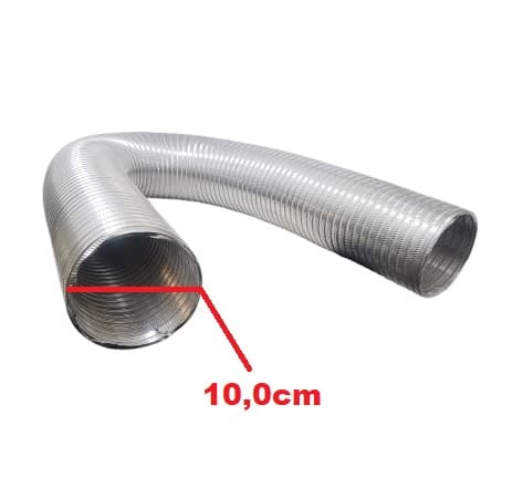 DUTO FLEXIVEL TUBO DE ALUMINIO 10CM P/EXAUSTORES CHAMINÉS 100MM -PACOTE C/03MT- SEMIDEC P/ATE 250C° 04POL"102MM SEMI-FLEXÍVEL - foto 1 de 4