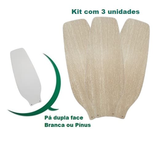 PA HELICE P/VENTILADOR DE TETO VENTISOL LEGACY INVERTER - 03UN-KIT BRANCA/PÍNUS MDF - ESP.3,0MM L16CM C39CM - foto 1 de 3