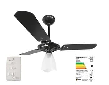 VENTILADOR DE TETO VENTEX YRIS 110V12,0UF 150W PRETO 3PAS MDF PRETAS 1LUZ CHAVE 3VELOCIDADES (103)