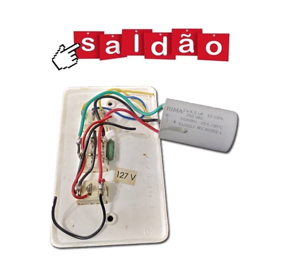 Chave P/Ventilador de Teto ALISEU 110Volts Original 3-VEL R1L Cap-10,0uF - Todos Modelos DUO GEO JET NANO NEXT SLIM SMART TERRAL WAVE - *SALDÃO - foto 1 de 2