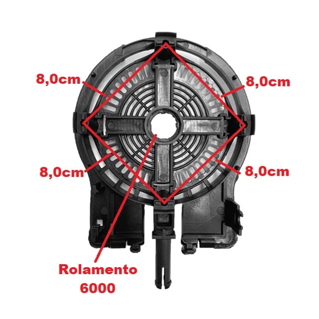 TAMPA CAMPANA DO MOTOR VENTILADOR ARGE 50/60CM DIANTEIRA DIAM.08,0CM C/PINO MODELO NOVO - ENCAIXE P/ROL-6000 - foto 1 de 3