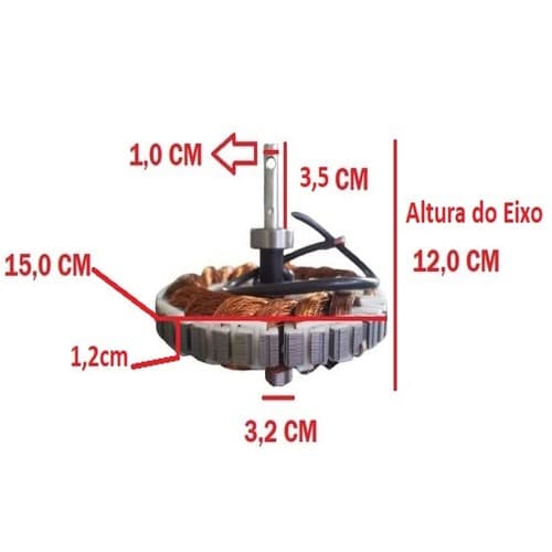 ESTATOR BOBINADO MOTOR VENTILADOR TETO EFYX HUB 110V C/02-ROLAMENTOS 6201ZZ - USAR C/CAPACITOR 09,0UF *ACOMPANHA O ANEL MAGNÉTICO - foto 1 de 3
