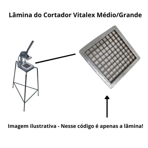 LÂMINA P/CORTADOR DE LEGUMES VITALEX MÉDIO/GRANDE FATIA 10MM - MOLDURA AL EXT.11X11CM INT.09X09CM ESP.07MM - foto 1 de 3