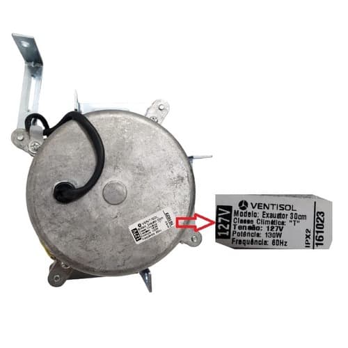 MOTOR P/EXAUSTOR VENTISOL 30CM 40CM 110V06,0UF 130W E12,0MM - *USAR CAP.06,0UF NÃO INCLUIDO - MOTOR EX 30CM MX PI5435SC - foto 1 de 3