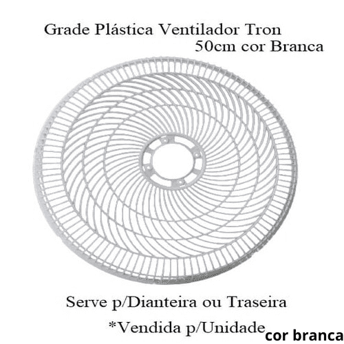GRADE P/VENTILADOR 50CM TRON PREMIUM COLUNA MESA PAREDE - PLÁSTICA BRANCA 4-TRAVAS - DIANTEIRA OU TRASEIRA - *VENDIDA P/UNIDADE - foto 1 de 2
