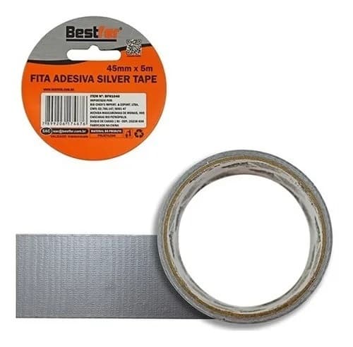 FITA ADESIVA SILVER TAPE 05-METROS 45MM 48MMX05MT - P/VEDAR CALHAS RUFOS E COIFAS DE EXAUSTORES - foto 1 de 2