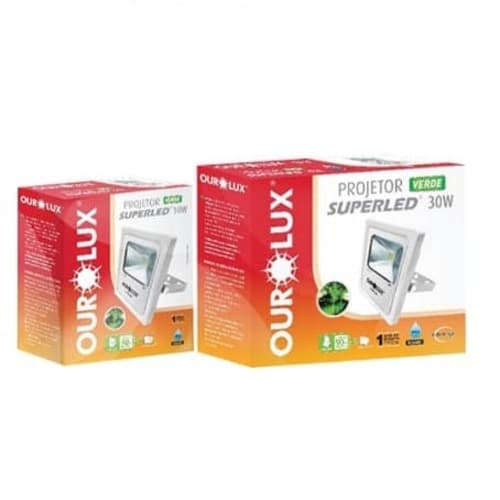 LUMINáRIA PROJETOR REFLETOR DE LED10W BIVOLTS 700LM - REFLETOR LUZ VERDE - OUROLUX - foto 1 de 2