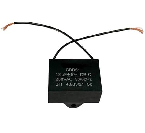 CAPACITOR 012,0UF 2FIOS QD 450VAC - CBB61 010763 - P/VENTILADOR DE TETO - DOMINA OSCILANTE 50CM 127V - foto 1 de 1