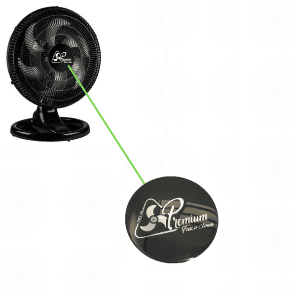 ACABAMENTO DA GRADE VENTILADOR VENTI-DELTA PREMIUM FREE PRETO - C/EMBLEMA LOGOMARCA PREMIUM OSCILANTE 4PINOS DE TRAVAMENTO - foto 1 de 2