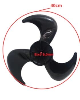HELICE DE 40CM P/VENTILADOR ARNO 40CM 3PAS PRETA TURBO SILENCIO VERSATILE VITALITE VE55 CC91-CIRCULADOR - F08,0MM TRAVA CRUZETA S/T.TRASEIRA