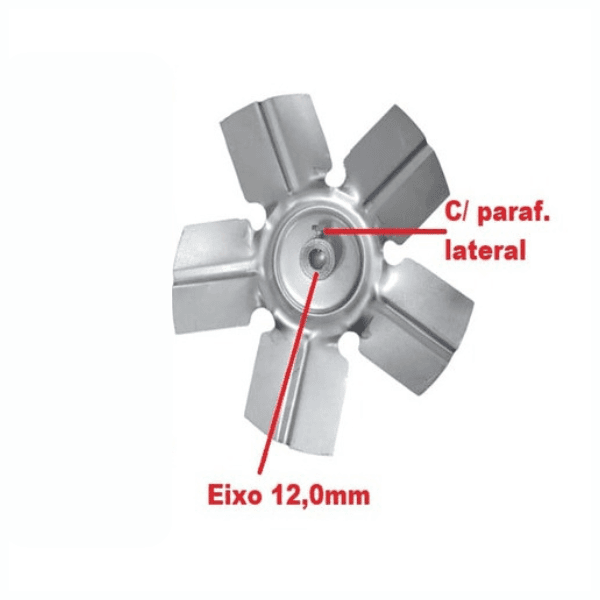 HÉLICE P/EXAUSTOR DE 25CM VENT AIR/VENTAIR LINHA PESADA CHURRASQUEIRA - CZA 5PÁS EIXO F12,0MM ZINCADA C/PARAF LATERAL - HEL-25CM - foto 1 de 2