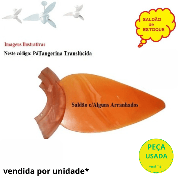 PÁ HÉLICE P/VENTILADOR DE TETO ALISEU NORMAL TRADICIONAL - PLÁSTICA TANGERINA - C/ANEL - *VENDIDA P/UNIDADE * SALDÃO * - foto 1 de 1