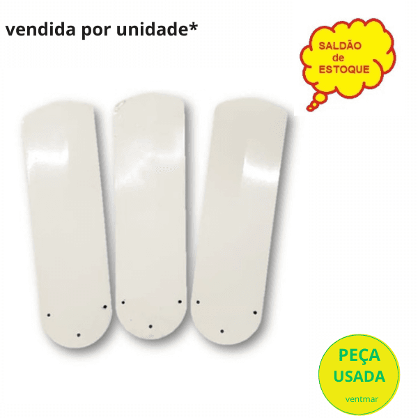 PÁ HÉLICE VENTILADOR DE TETO CICLONE - METAL ALUMÍNIO BRANCAS - SEMI-NOVAS*- ORIGINAL P/MODELOS APOLO MERIDIONAL EQUATORIAL - KIT C/3 PÁS - *SALDÃO* - foto 1 de 2