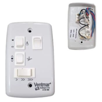 Chave P/ventilador de Teto R2Luz 3Vel *sem Capacitor C/reversão + 2-Teclas Luz - * Apenas Espelho 4X2 4-Teclas + Sem Capacitor*