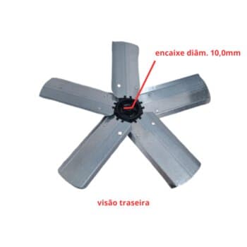 HELICE P/EXAUSTOR 50CM VENTISOL 5PAS METAL - EIXO-12,0MM PONTA MEIA LUA C/CUBO CENTRAL PL S/TT - FIXADA C/2-TRAVAS NO EIXO