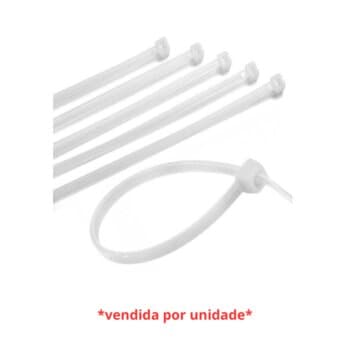 ABRAçADEIRA DE NYLON 100 X 2,5MM PRESILHA LACRE PEQUENA COR BRANCA - *VENDIDA P/UNIDADE