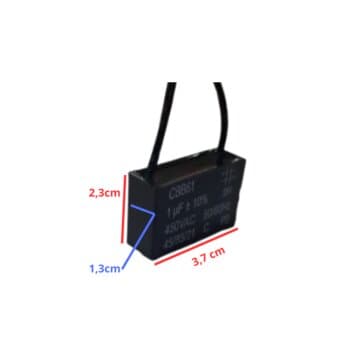 CAPACITOR 001,0UF 2FIOS QD 450VAC - CBB61 - P/VENTILADOR DE TETO