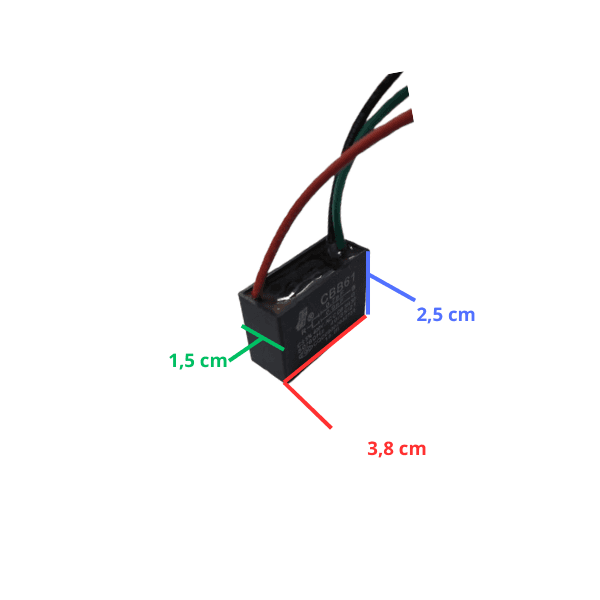 CAPACITOR 001,6UF 2FIOS QD 400VAC - P/VENTILADOR VENTISOL - ORIGINAL VENTISOL - CAPACITOR QUADRADINHO CBB61 - foto 1 de 2