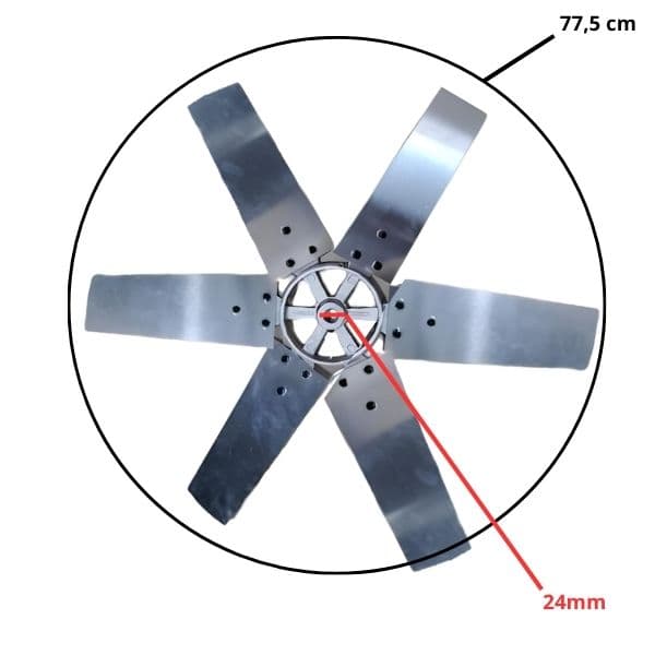 HÉLICE P/EXAUSTOR VENTISILVA 80CM E80T4 E80T6 FC FV 80CM - 6PÁS C/CUBO ALUMÍNIO FUNDIDO - ENCAIXE F24,05MM - FIXAR C/PARAFUSO LATERAL - D77,5C - foto 1 de 3