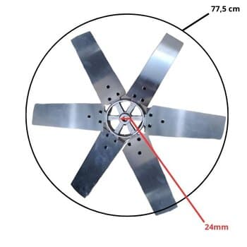 HÉLICE P/EXAUSTOR VENTISILVA 80CM E80T4 E80T6 FC FV 80CM - 6PÁS C/CUBO ALUMÍNIO FUNDIDO - ENCAIXE F24,05MM - FIXAR C/PARAFUSO LATERAL - D77,5C