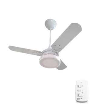 VENTILADOR DE TETO VENTEX DUAL COLOR 110V10,0UF BRANCO PLAFON 24,5CM 3PAS MDF BRANCAS CV 3VEL - LED18W6500K+6W3000K LUZ BRANCA+AMARELA